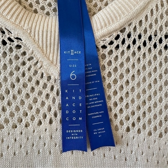 Kit & Ace-Open Knit Cream Long Sleeveless Lightweight Silk Cashmere Blend Vest - Picture 11 of 11